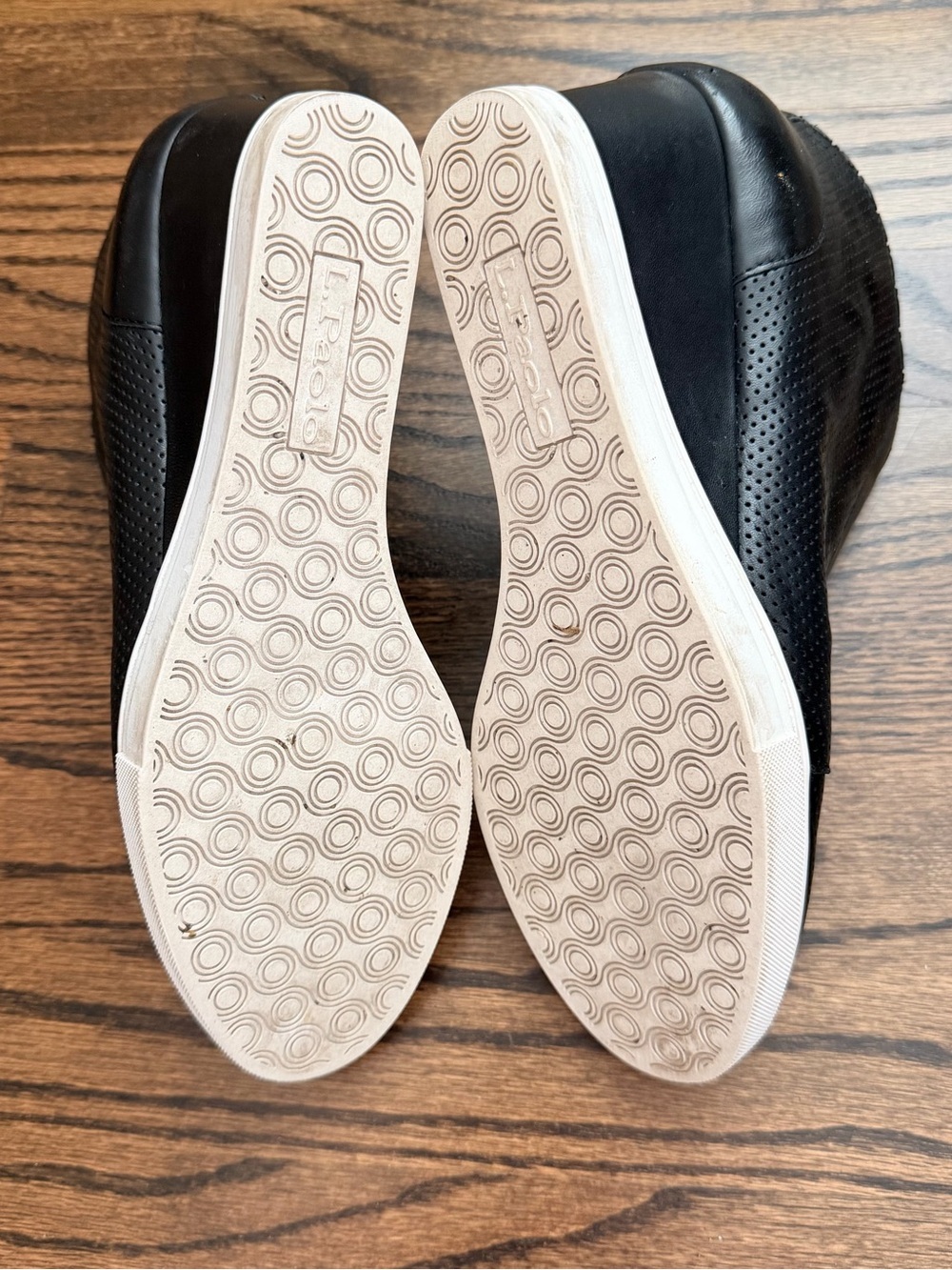 Paolo Black Perforated Wedge Sneakers with White Sole - size 8.5 - Picture 5 of 6